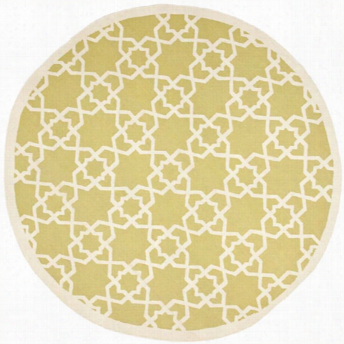 Safavieh Dhurries Olive Contemporary Rug - Round 6'