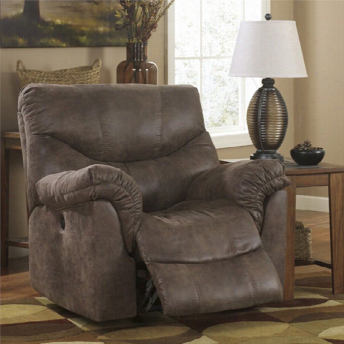 Signature  Desugn By Ashley Furniture Alzena Microffiber Rocker Recliner In Gunsmoke