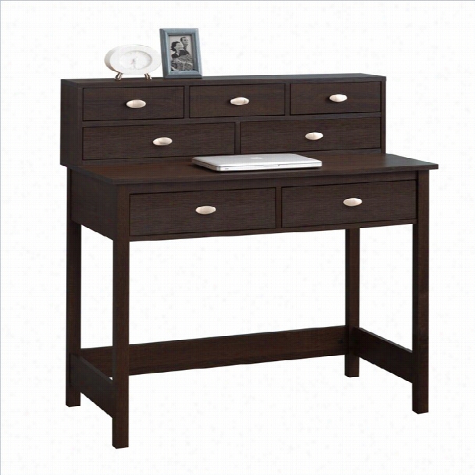 Sonax Corliving Folio 7-drawer Desk In Modern Wenge