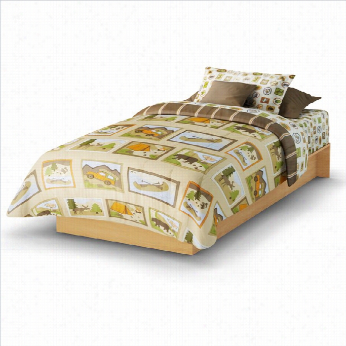 South Shore Libra Kids Twin Platform Bed I Natural Map Le