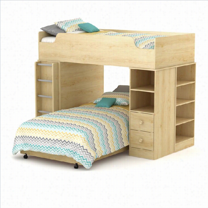 Southern Shore Logik Collection Loft Bed In Naatural Maple