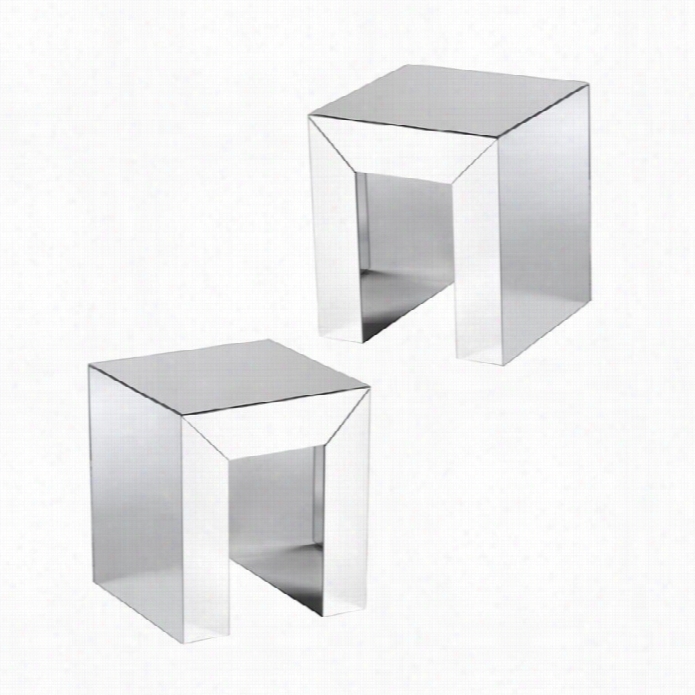 Southern Enterprises Schiaparelli 2 Piece Accent Table In Silver