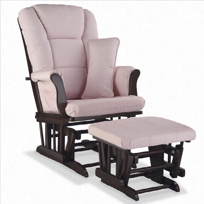 Stork Craft Tuscany Custom Glider And Ottoman In Espresso And Pink Blush