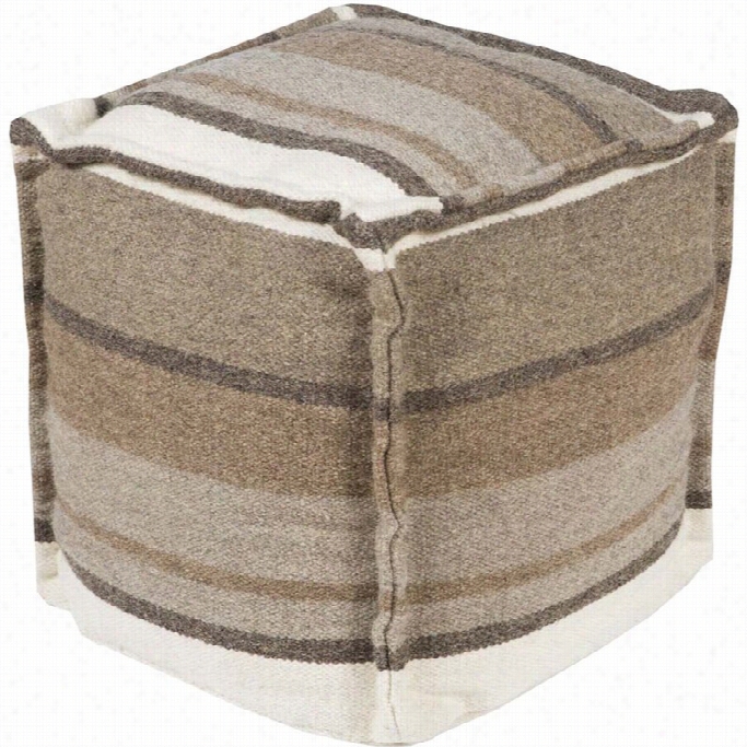 Surya Wool Cube Pouf Ottoman Inivory And Olive