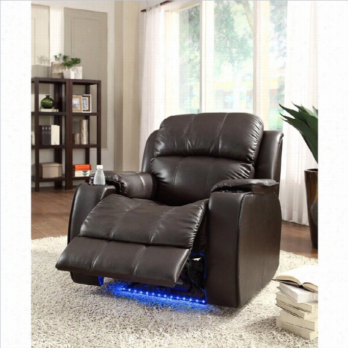 Trent Home Jimmy Leather Powr Recliner Chair In Dark  Brown
