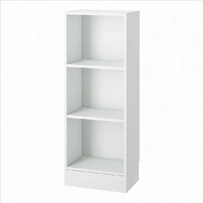 Tvilum Element Short Narrow 3 Shelf  Bookcase In White