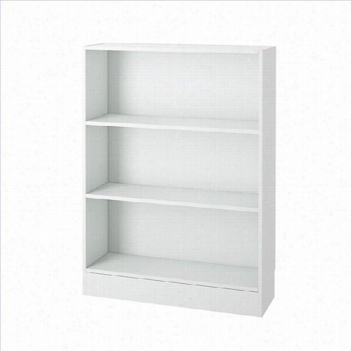Tvilum Element Short Wide 3 Shelf Bookcase In Whitte