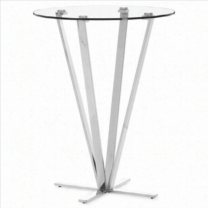 Zuo Mimosa Modern Glass Bar Table In Stainless Steel