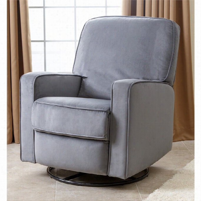 Abbyson Living Ravenna Fabric Swivel Glider Recliner Chair In Gry