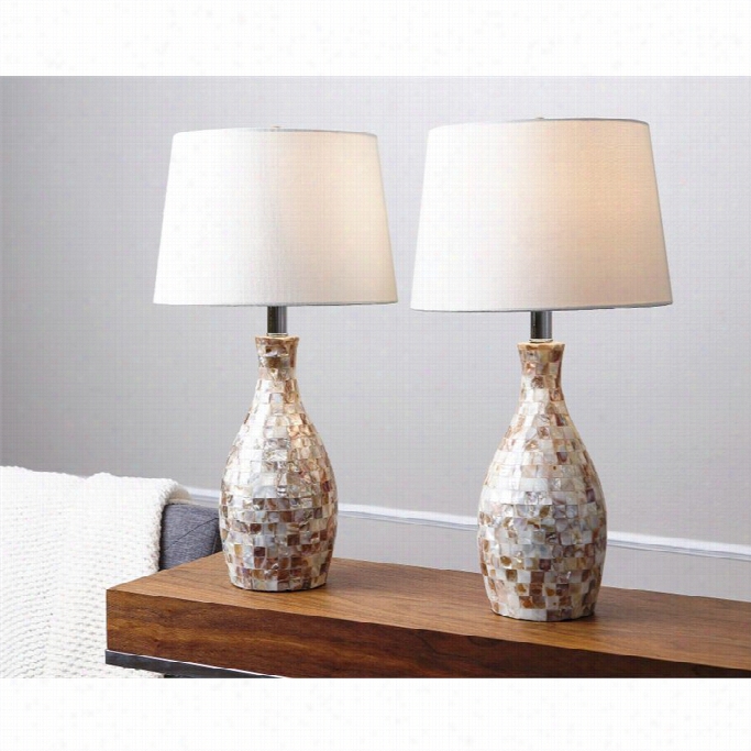 Abbyson Living Table Lamp In Mother Of Pearl (set Of 2)