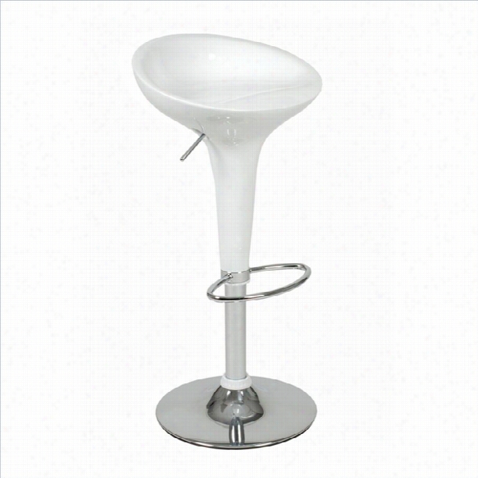 Adjustable Bar Stool In White And Chroe
