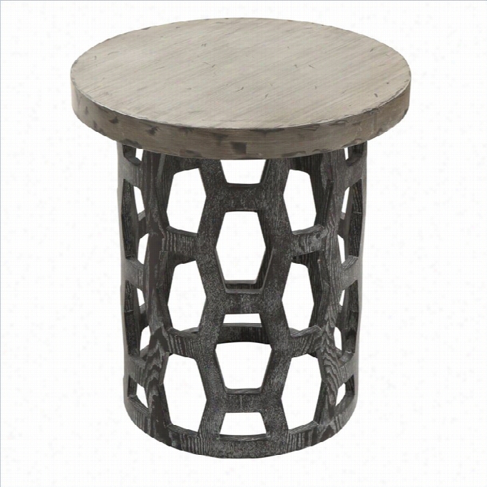 Arrmen Living Solid Wood Centennial End Table In G Ray