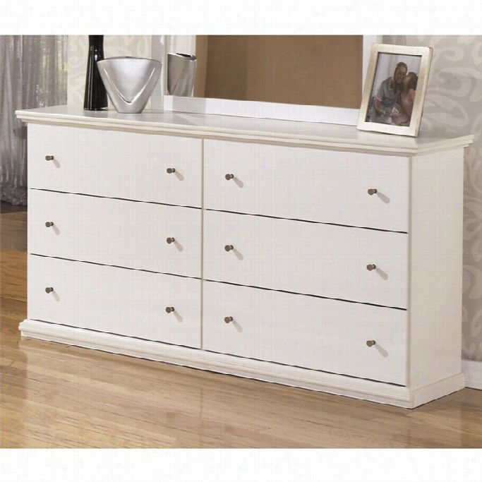 Ashley Bostwick Shoals 6 Drawef Wood Doulbe Dresser Ni White