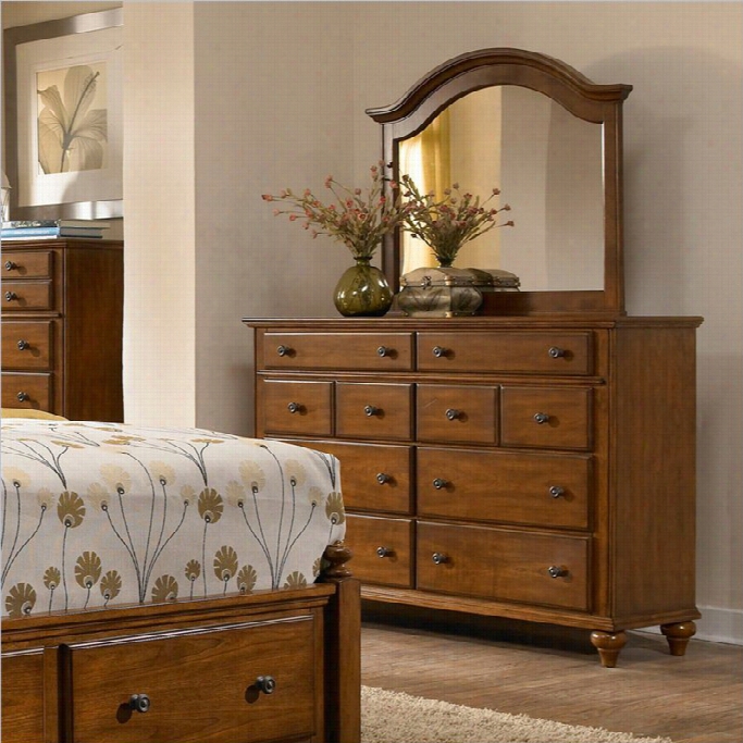 Broyhill Hayden Place Dresser And Arched Mirror In Liht Cherry