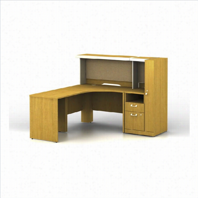 Bush Bbf Quantum Left Ccorner Desk With Storage In Modern Cherry