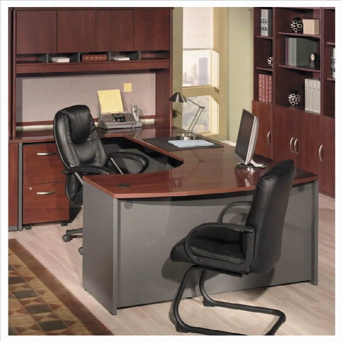 Bush Bbf Series C 5-piece U-shape Bow-front Desk Se In Hansen Cherry