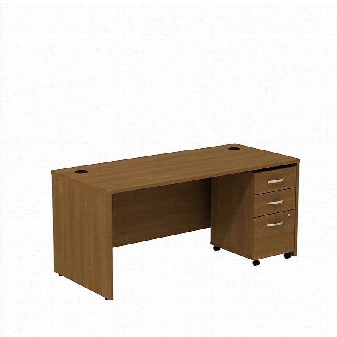 Bush Bbf  Series C 66 Shell Desk With Edestal In Warm Oak