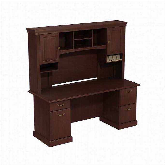 Bush Bbf Syndicate 72 Desk With Hutch In Harvest Cher Ry