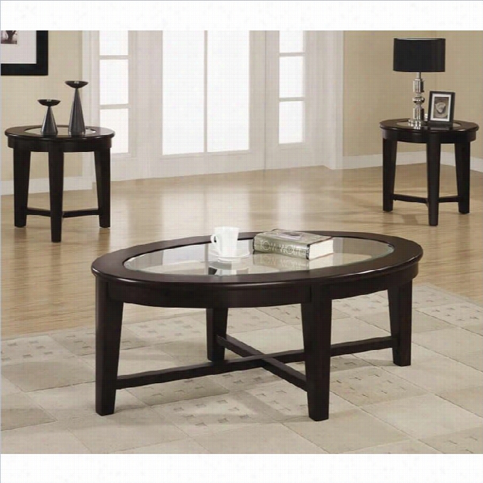 Coaster 3 Piece Occasional Tempered Glass Table Set In Dark Cappuccino