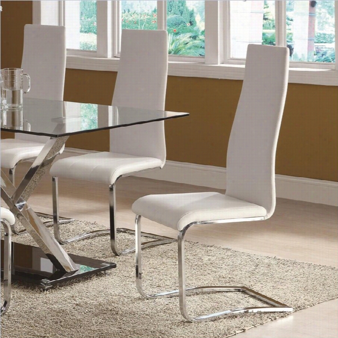Coaster Modern Dining Faux Leather Dining Chair In White