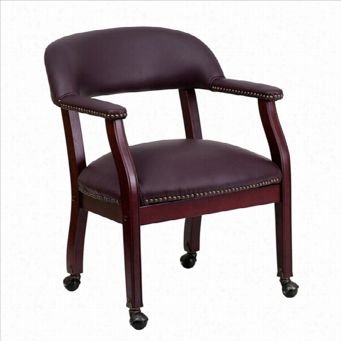 Flash Furnitur E L Eahter Armguest Chair With Casters In Burgundy