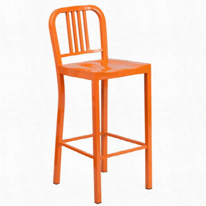 Flash Furniture Metal 30' Bar Stool In Orange
