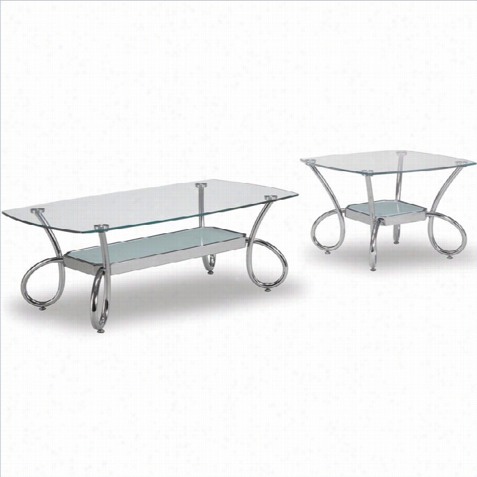 Global Furniture Usa 559 2 Piece Glass Coffee Table Set In Chrome