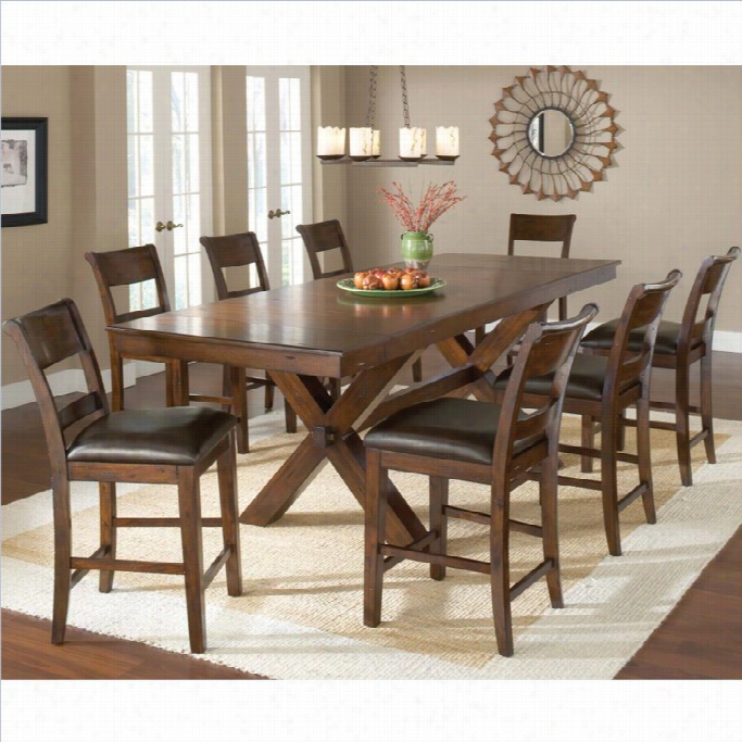 Hillsdale Park Avenue 9 Piece  Ounter Height Dining Set In Dark Chdrr