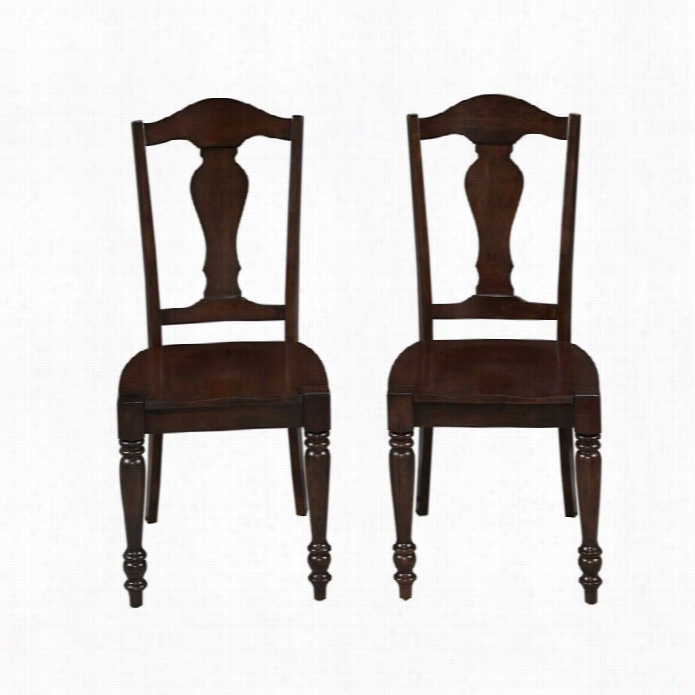 Home Styles Counntry Comfort Dining Chair In Aged Bouron (set Of 2)