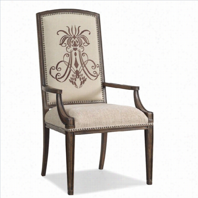 Hooker Fruniture Rhapsody Insignia Arm Dining Chair In Rustic Walnut