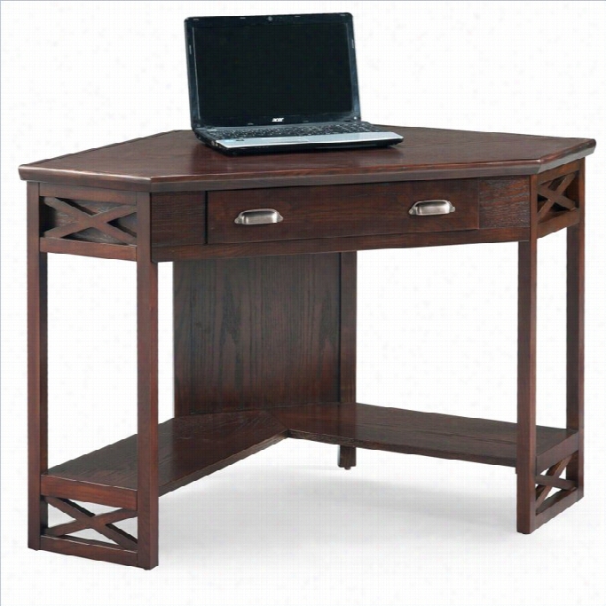 Leick Furniture Corner Computer Writing Desk In Chocolate Oak