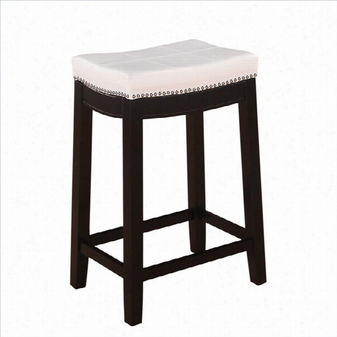 Linon Claridge  24 Patches Ocunter Stool In White