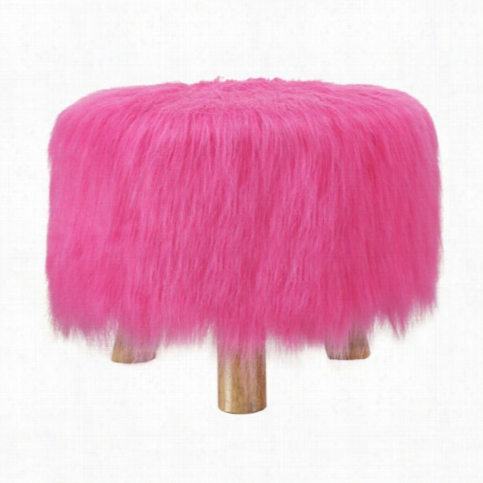 Linon Faux Fur Sto Ol In Azalea Pink