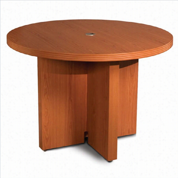 Mayline Aberdeen 3.5' Round Conferencet Able With X-shaped Base-cherry