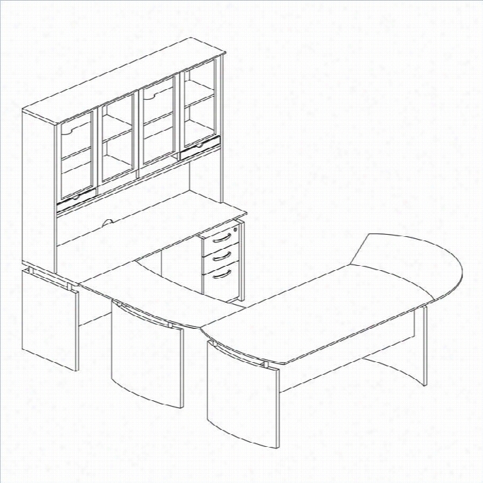 Mayline Napoli 63 Right U-shaped Desk With Hutch In Sierra Cherry