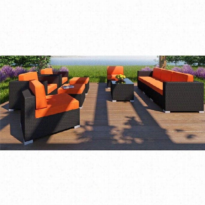 Mowday Avia 10 Piece Outdoro Sofa Set In Espresso And Orange