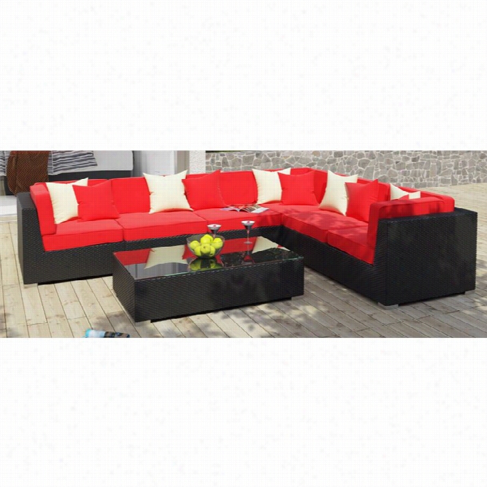 Modway Lambid 7 Piece Outdoor Osfa Stud In Expresso And Red