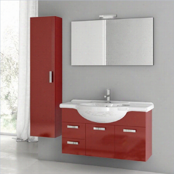 Nameek'a Acf  40 Phinex 6 Piece Wa Ll Mounted Bathroom V Amity Set In Glossy Red