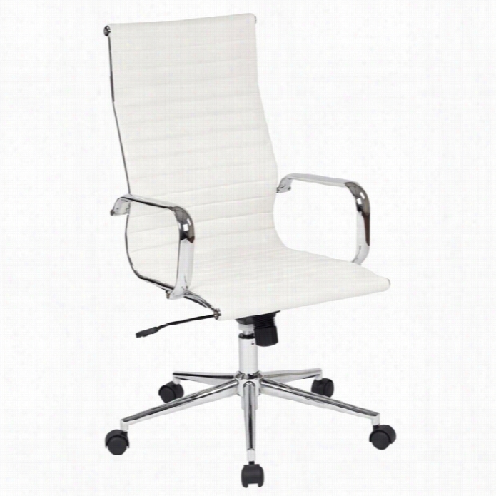 Office Fate Work Smaet  High B Ack Fauxl Eather Office Chair In White