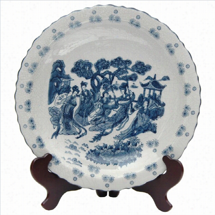 Oriental Ffurniture 14 Ladies Dish In Blue And White