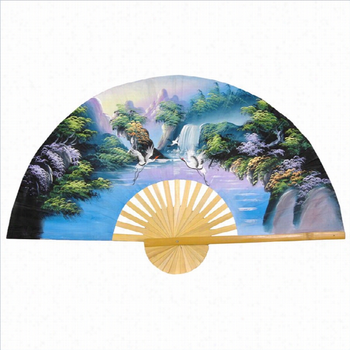 Oriental Furniture Fantasy Valley Wall Fan Decor In Multicolor-width 40