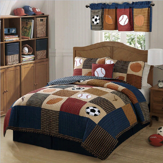 Pem America Classic Sports Piece Quilt Set In Denim And Clay-twin