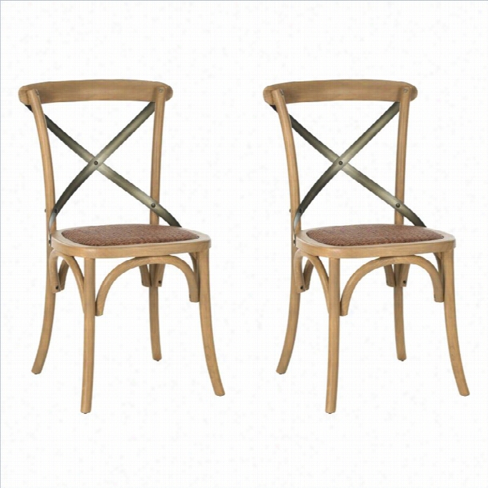 Safavieh Eleanor X Back Dining Ch Air In Weathered Oak (set Of 2)