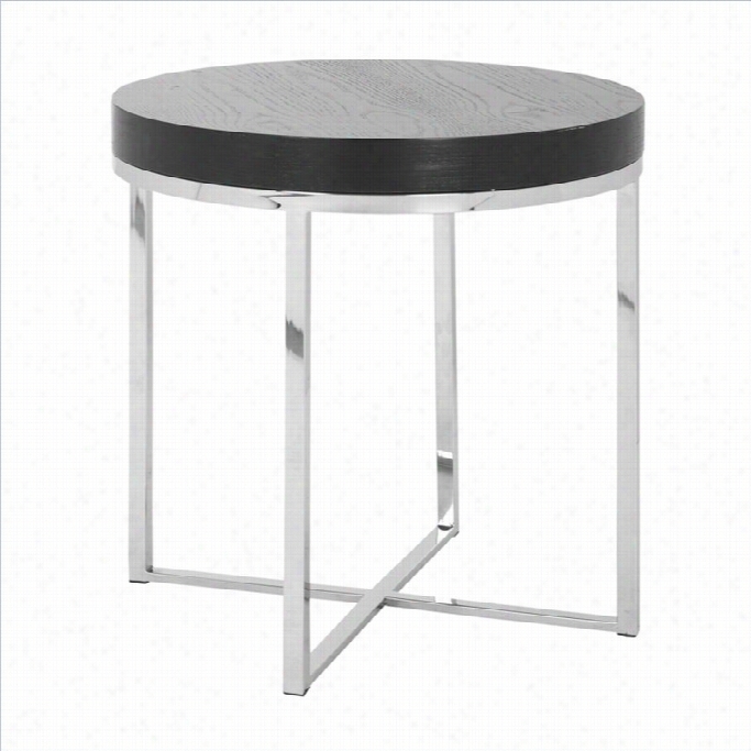 Safavieh Morg An Stainless Steel Round End Table In Silver