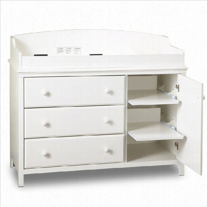 South Shore Cotton Candy 3 Drawer Wood Changing Table In White