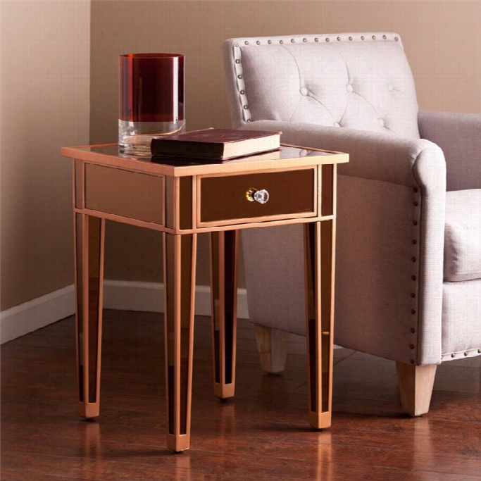 Southern Enterprises Mirage C Olored Mirror Accent Table In  Bronze