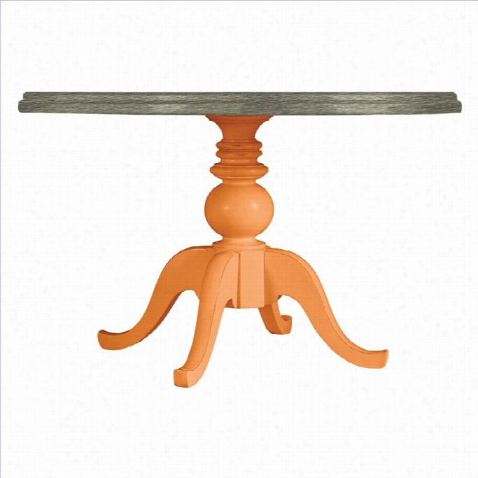 Stanley Movables Coastal Living Retreat Round Epdestal Dininng Table In Spanish Orange