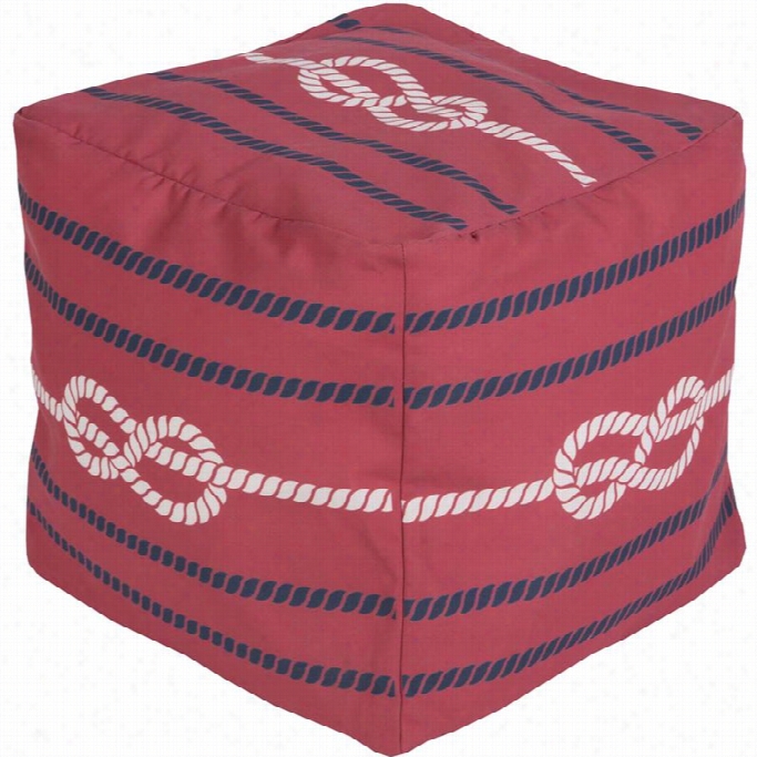 Surya Cue Pouf Ottoman In Red