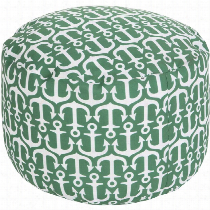 Surya Cylinder Pouf Ottoman In Green