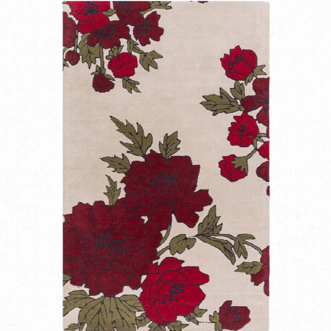 Surya  Mount Perry 5' X 8' Hand Tufted  Wool Rug In Red